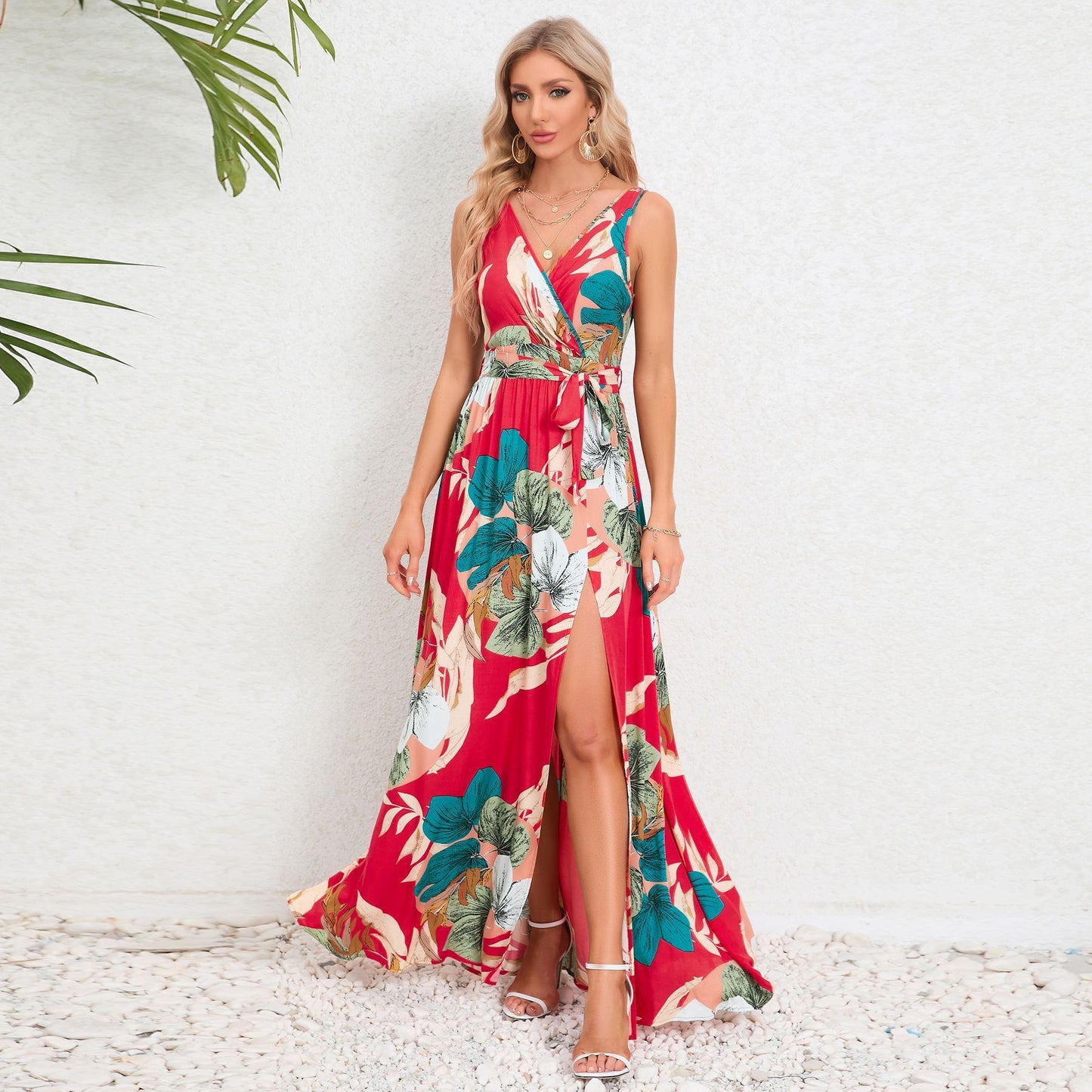 Robe Longue Fleurie Décolletée