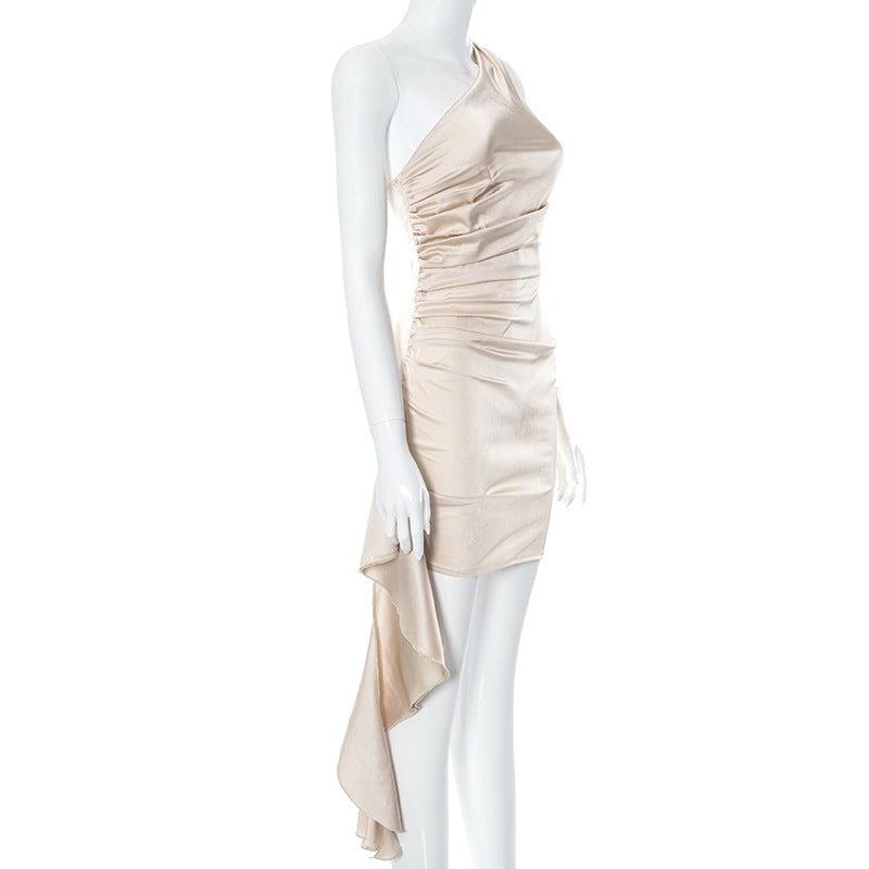 Robe Mini Décolleté Asymétrique Dos Nu