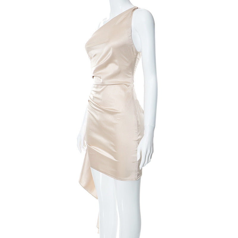 Robe Mini Décolleté Asymétrique Dos Nu