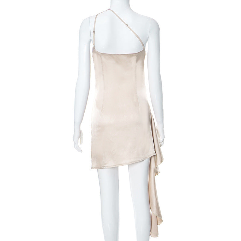 Robe Mini Décolleté Asymétrique Dos Nu