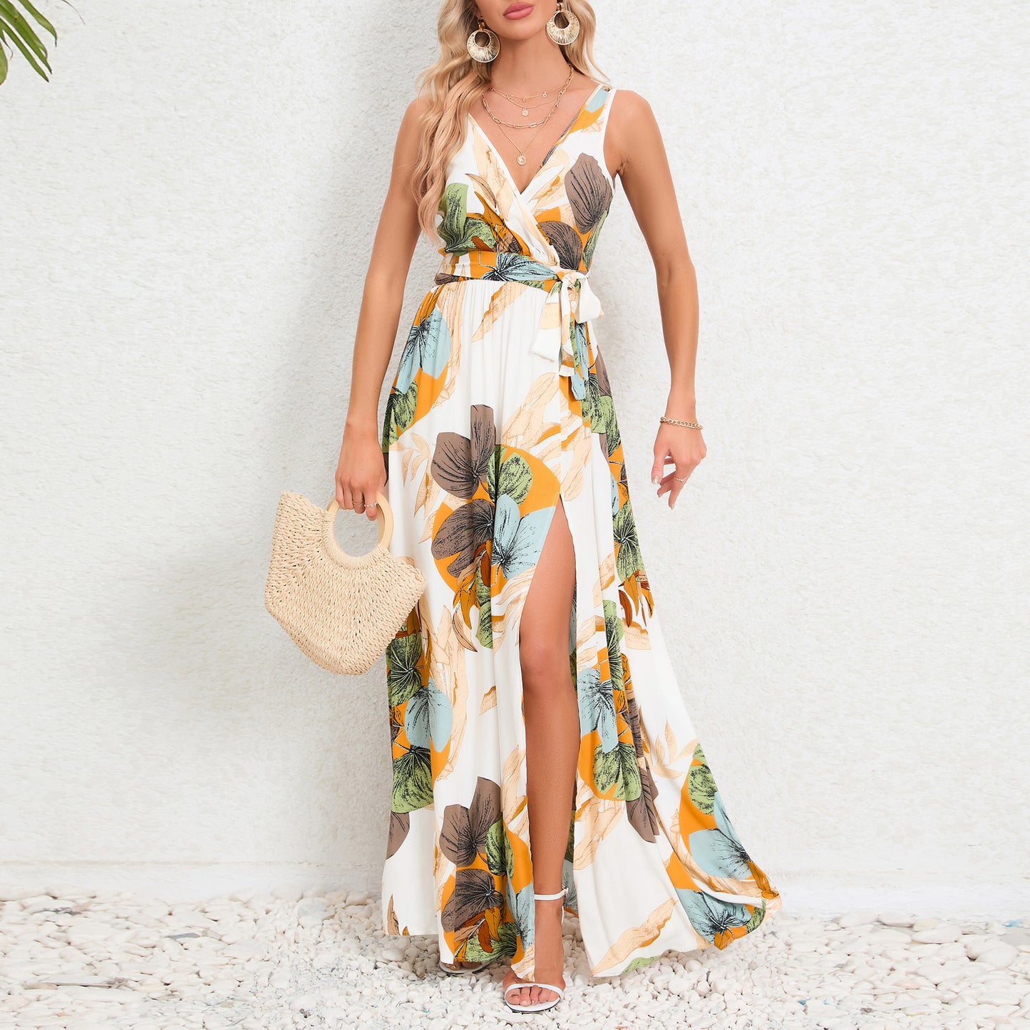 Robe Longue Fleurie Décolletée
