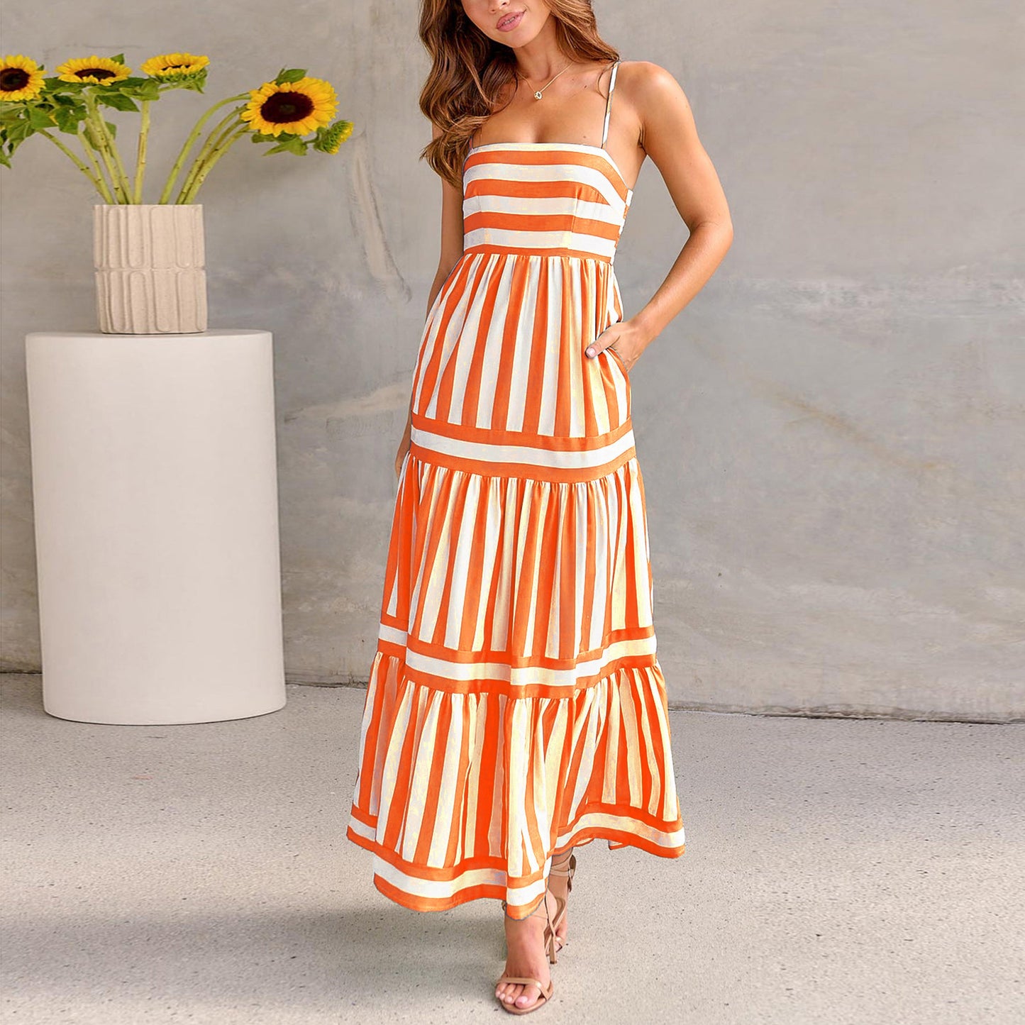 Robe Longue à Rayures – Élégance & Légèreté