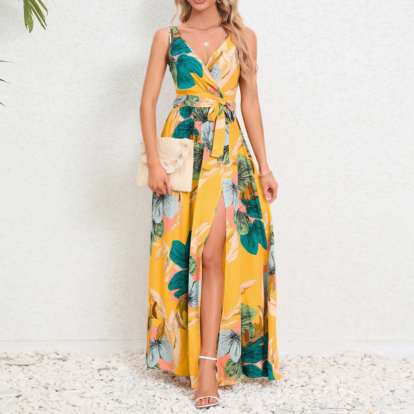 Robe Longue Fleurie Décolletée