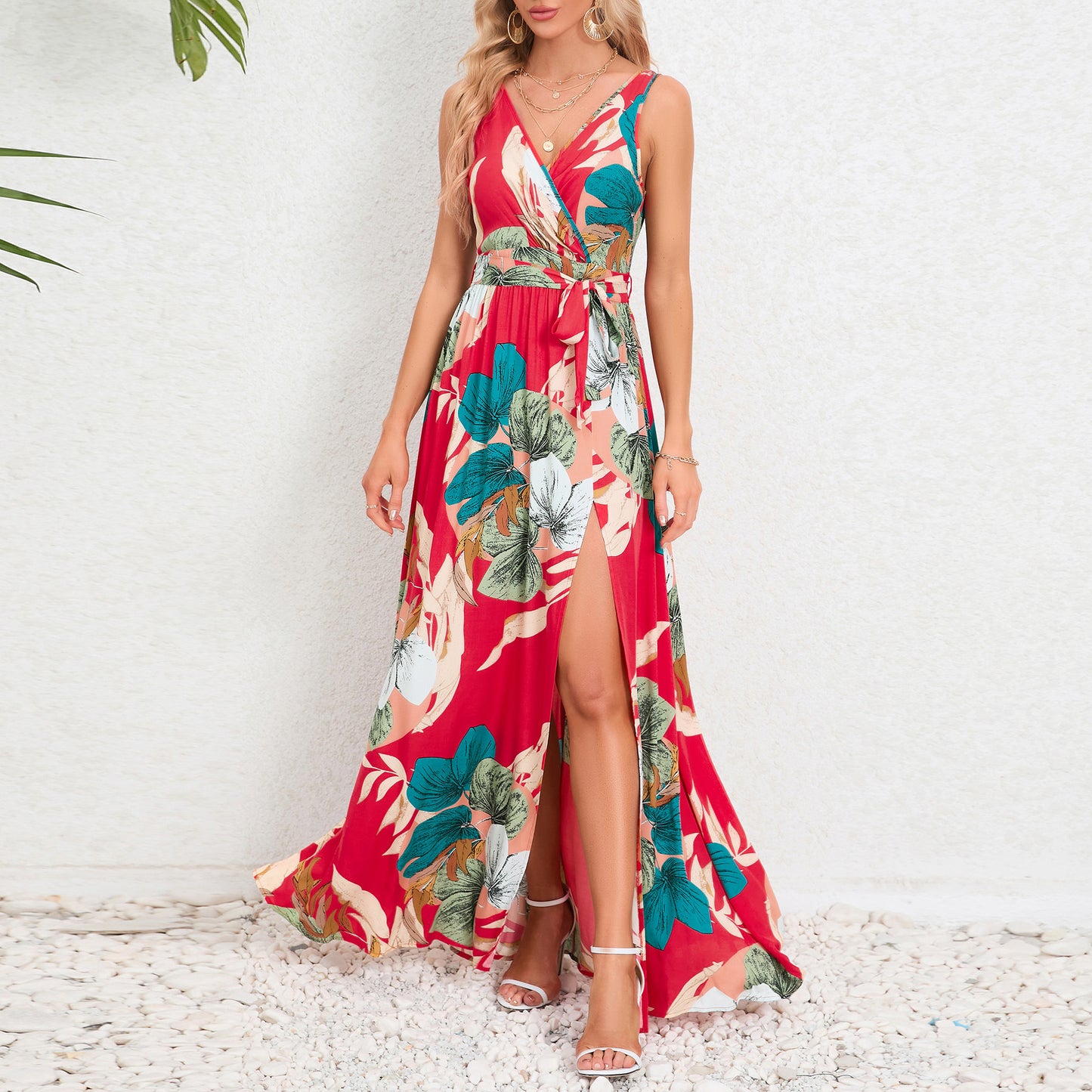 Robe Longue Fleurie Décolletée