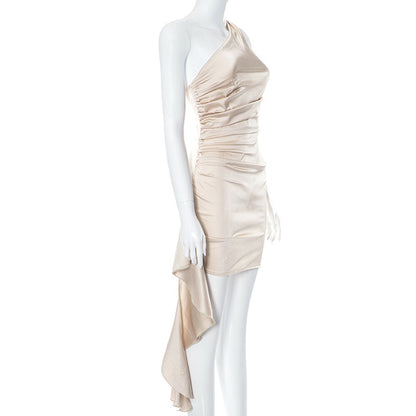 Robe Mini Décolleté Asymétrique Dos Nu