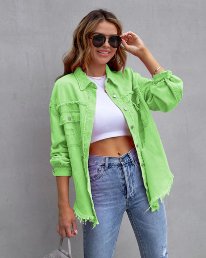 Veste Chemise Déchirée Tendance
