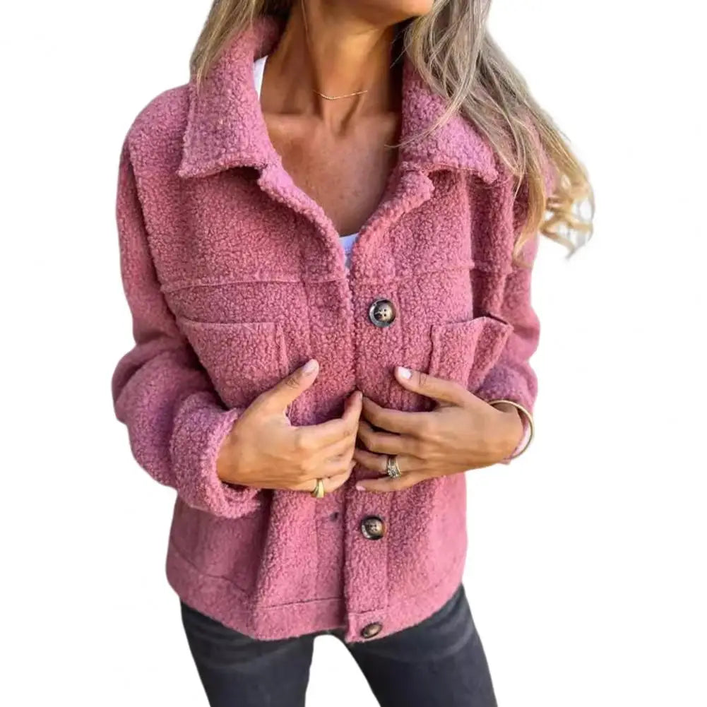 Veste en Tissu Sherpa avec Clo à Revers